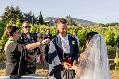 Lo scambio delle fedi durante la cerimonia